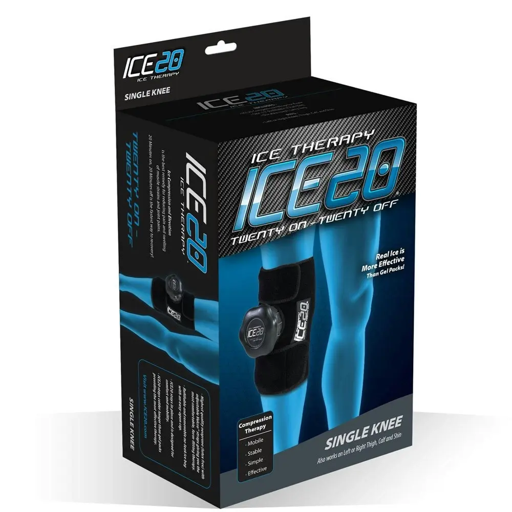 Ice20 Ice Therapy Single Knee Calf Cold Compression Wrap  w Strap/Bag