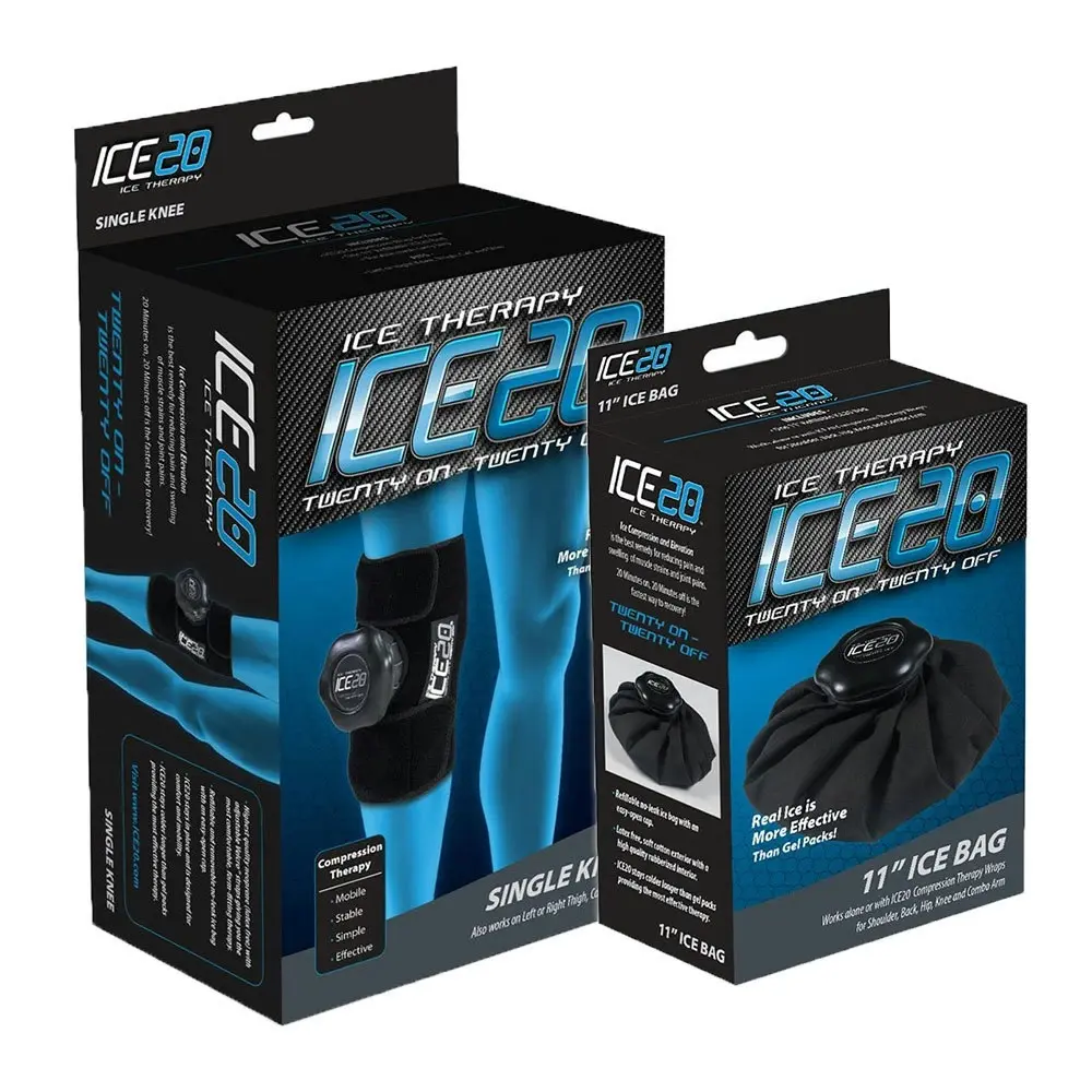 Ice20 Ice Therapy Single Knee Calf Cold Compression Wrap  11" Ice Bag