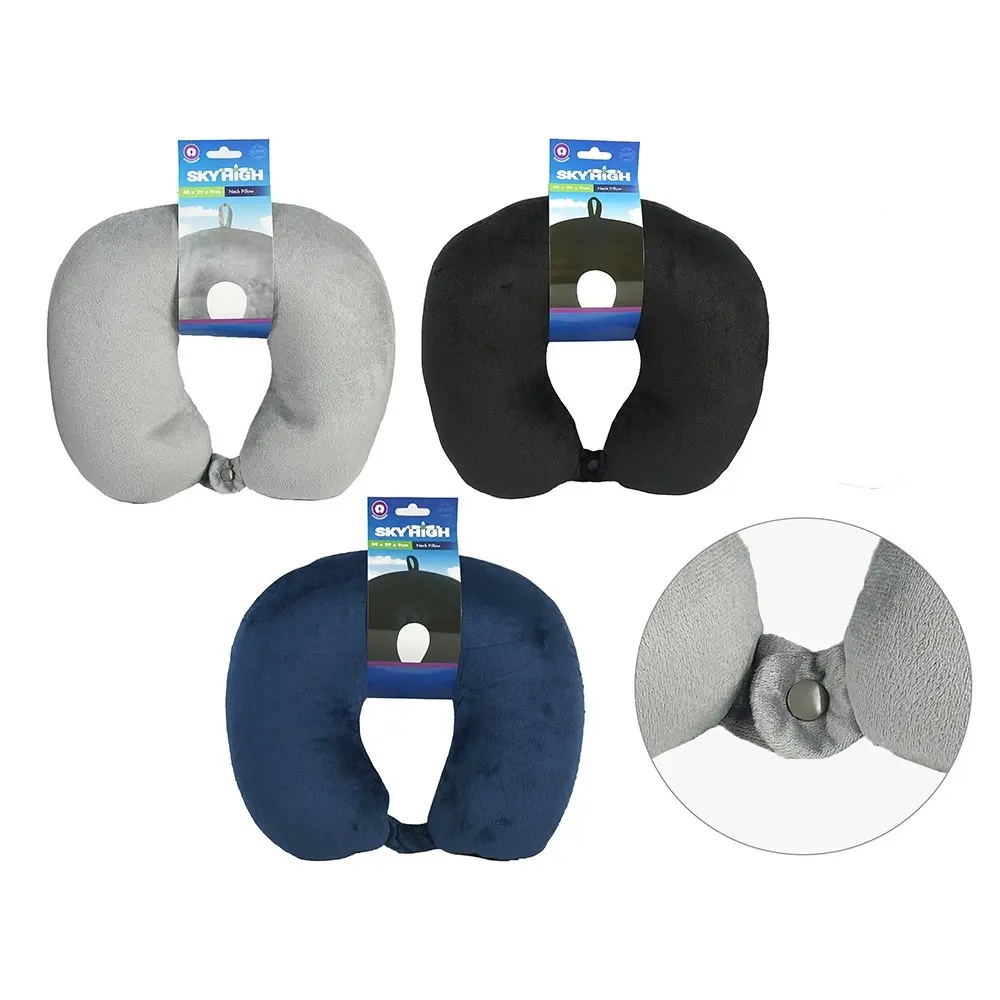 2x Sky High Lightweight Portable Travel Neck Support Pillow Assorted Colours