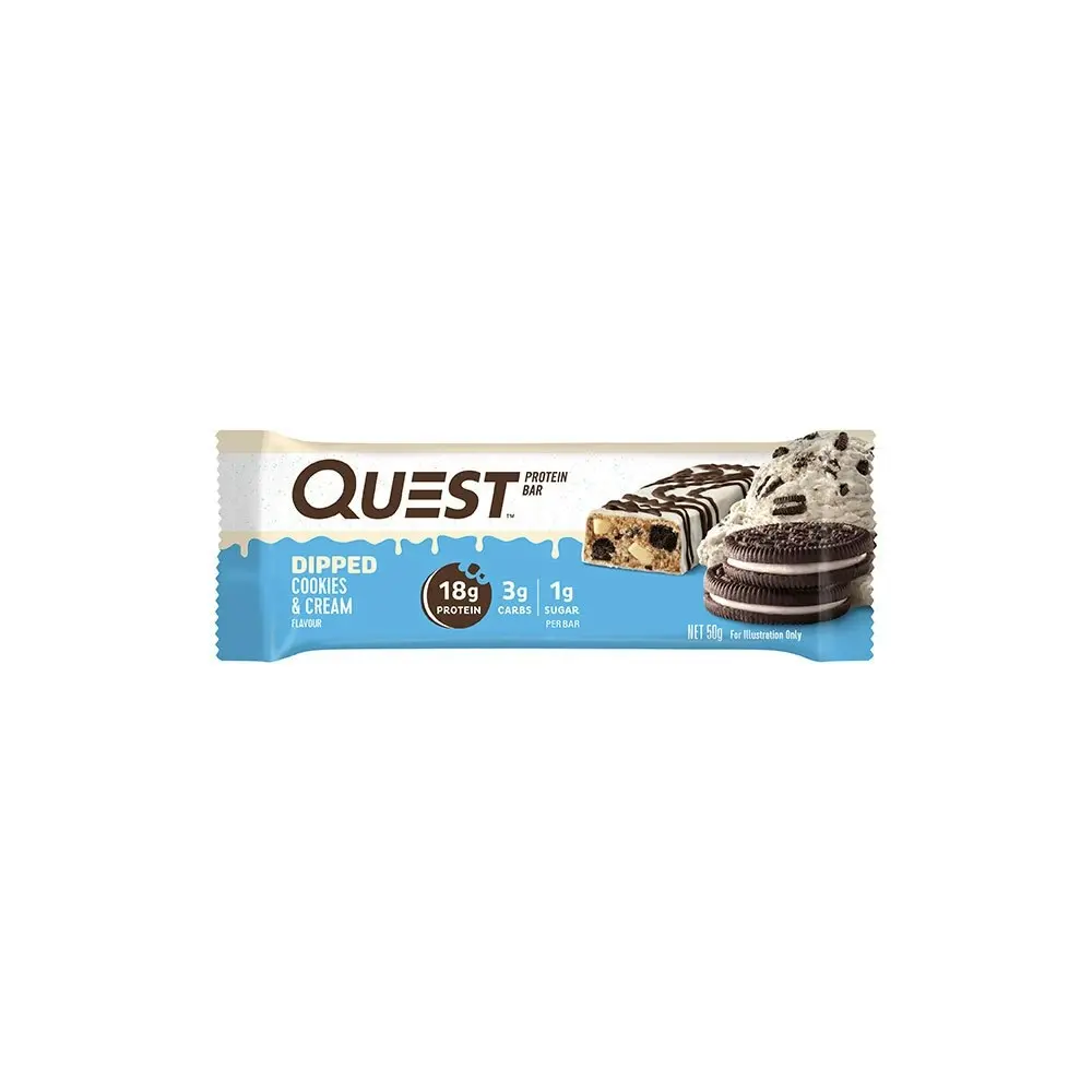 12pc Quest 50g Nutrition High Protein Snack Bar Dipped Cookies & Cream