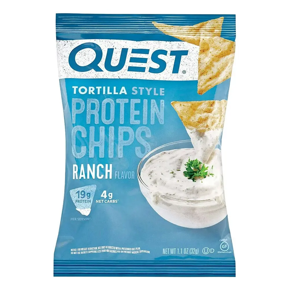 8pc Quest 32g Nutrition Tortilla Style Protein Chips/Crisps Ranch Seasoning