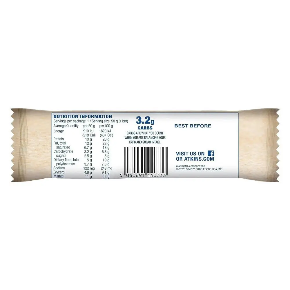 15pc Atkins 50g Advantage Protein Snack Bar Creamy Caramel Crunch Roll