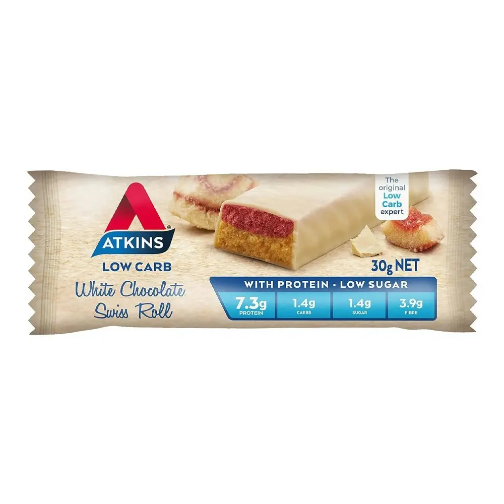 15pc Atkins 30g White Chocolate Swiss Roll High Protein/Low Sugar Bars