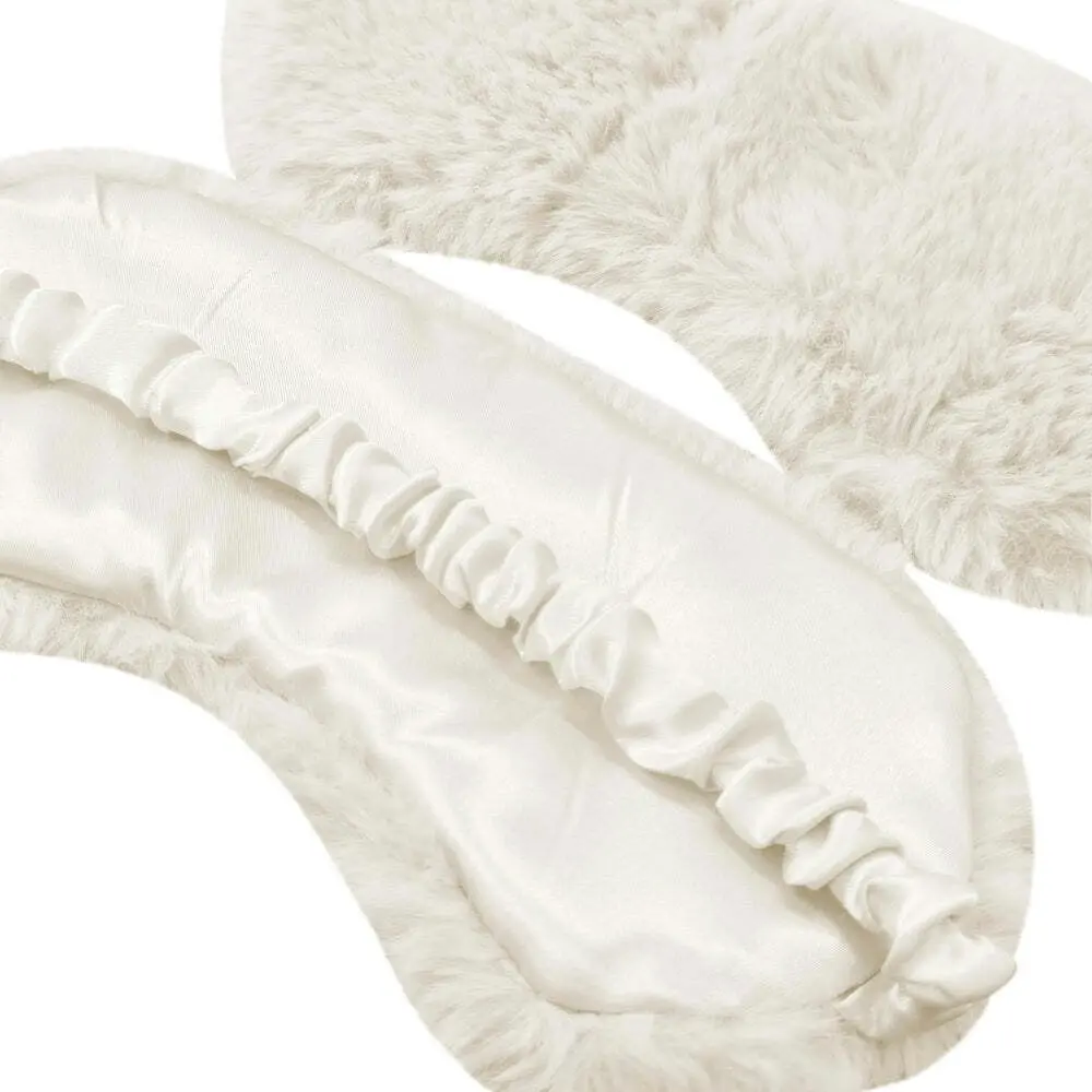 2x J. Elliot Home Layla Faux Fur Eye Mask Sleeping Face Cover 20x10cm Ivory