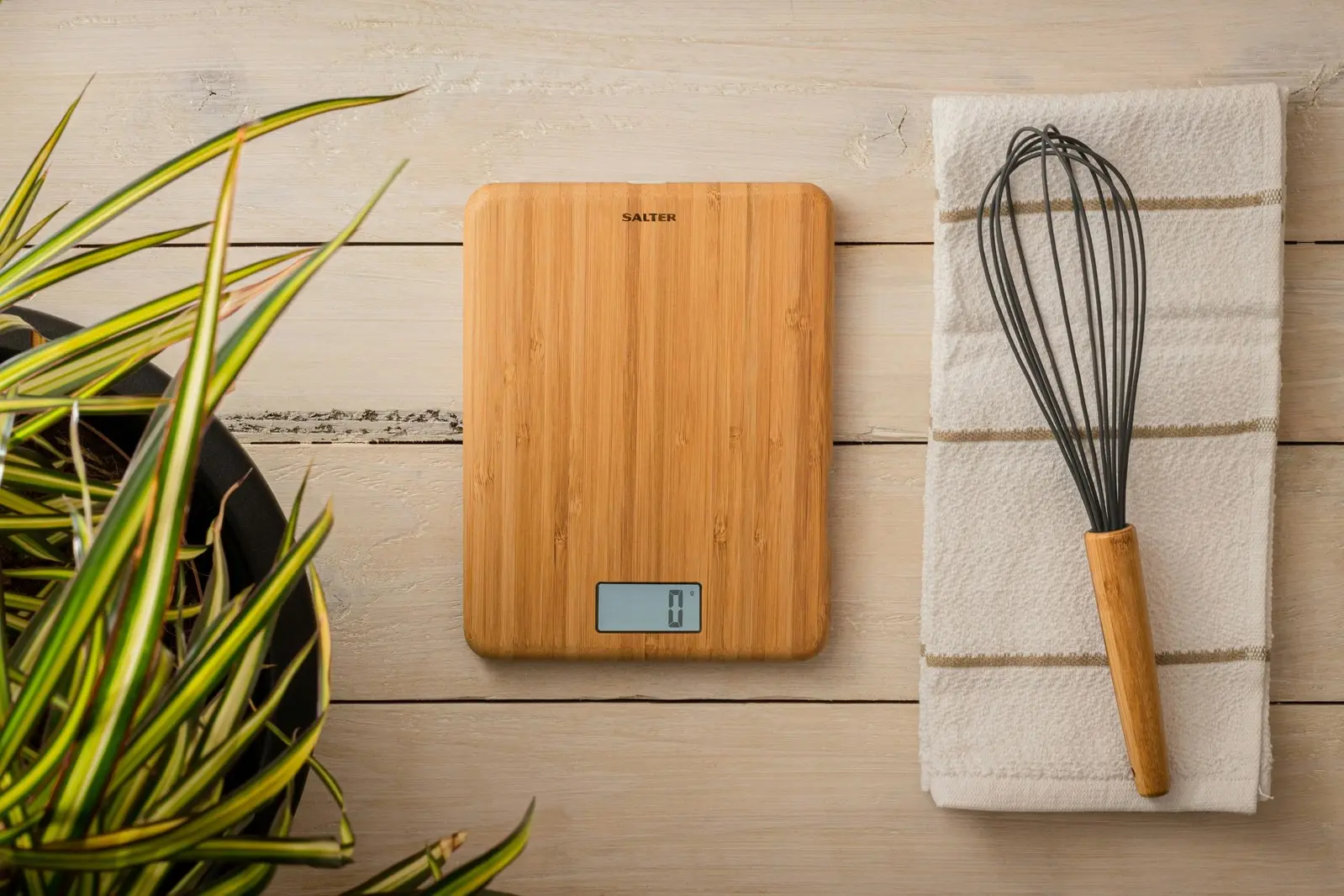 Salter Eco Bamboo Wood Digital Digital Electronic Weight Cooking Scale Set