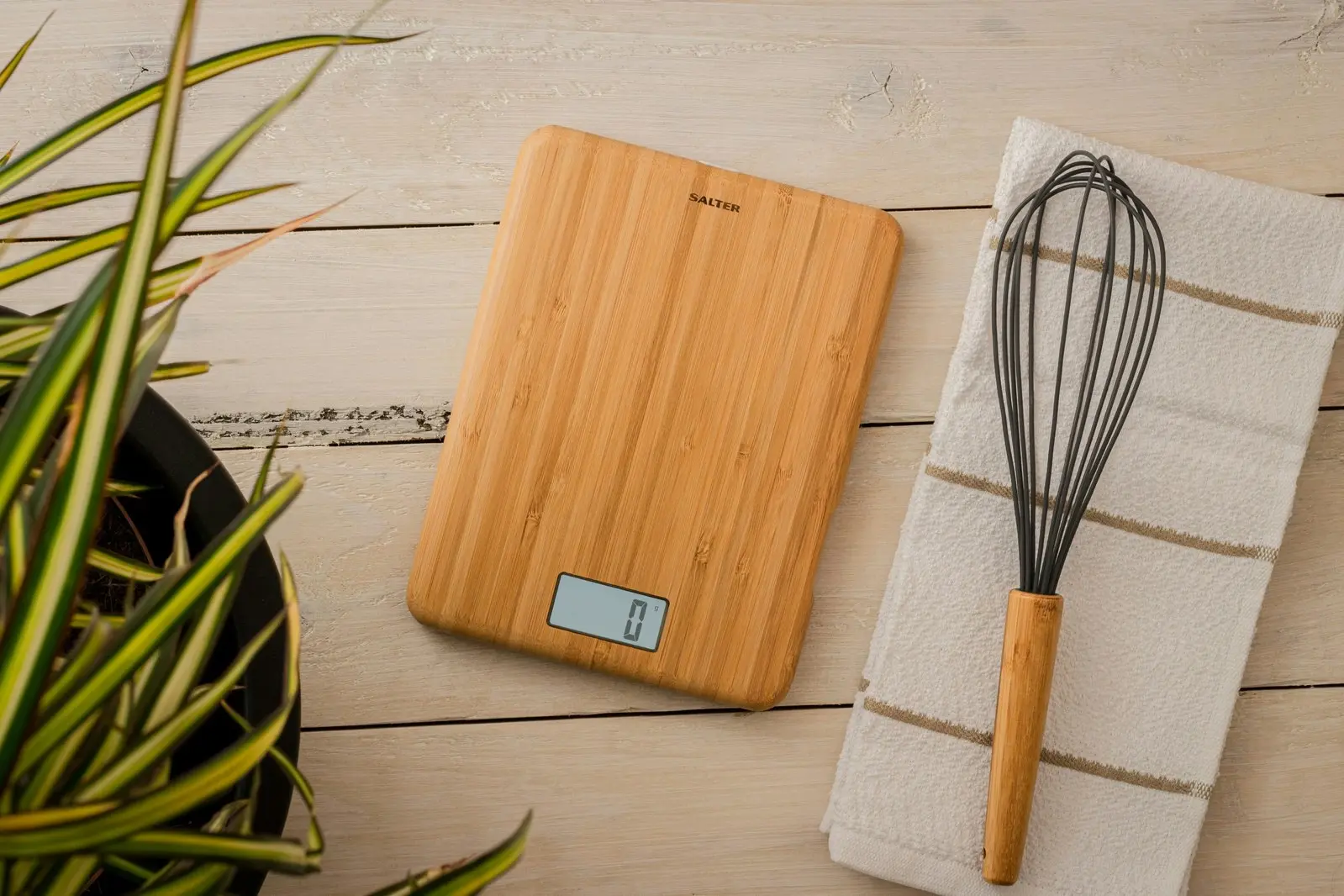 Salter Eco Bamboo Wood Digital Digital Electronic Weight Cooking Scale Set