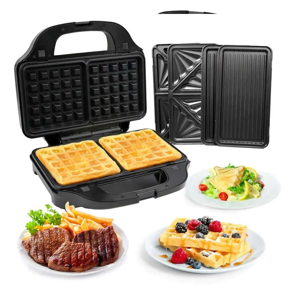 Healthy Choice 3 in 1 Stainless Steel Sandwich Press/Waffle Maker/Grill 900W