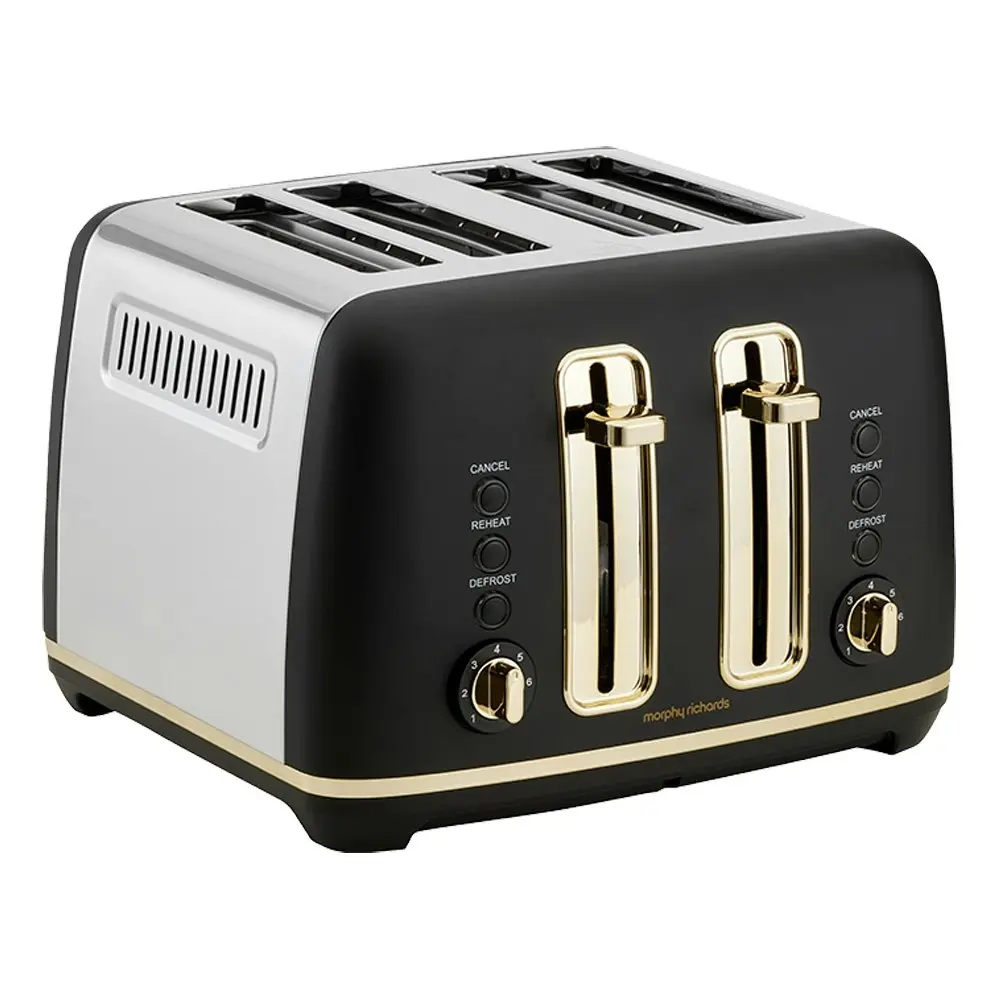 Morphy Richards Ascend Adjustable 4 Slice Toaster w/Crumb Tray 2000W Gold/Black