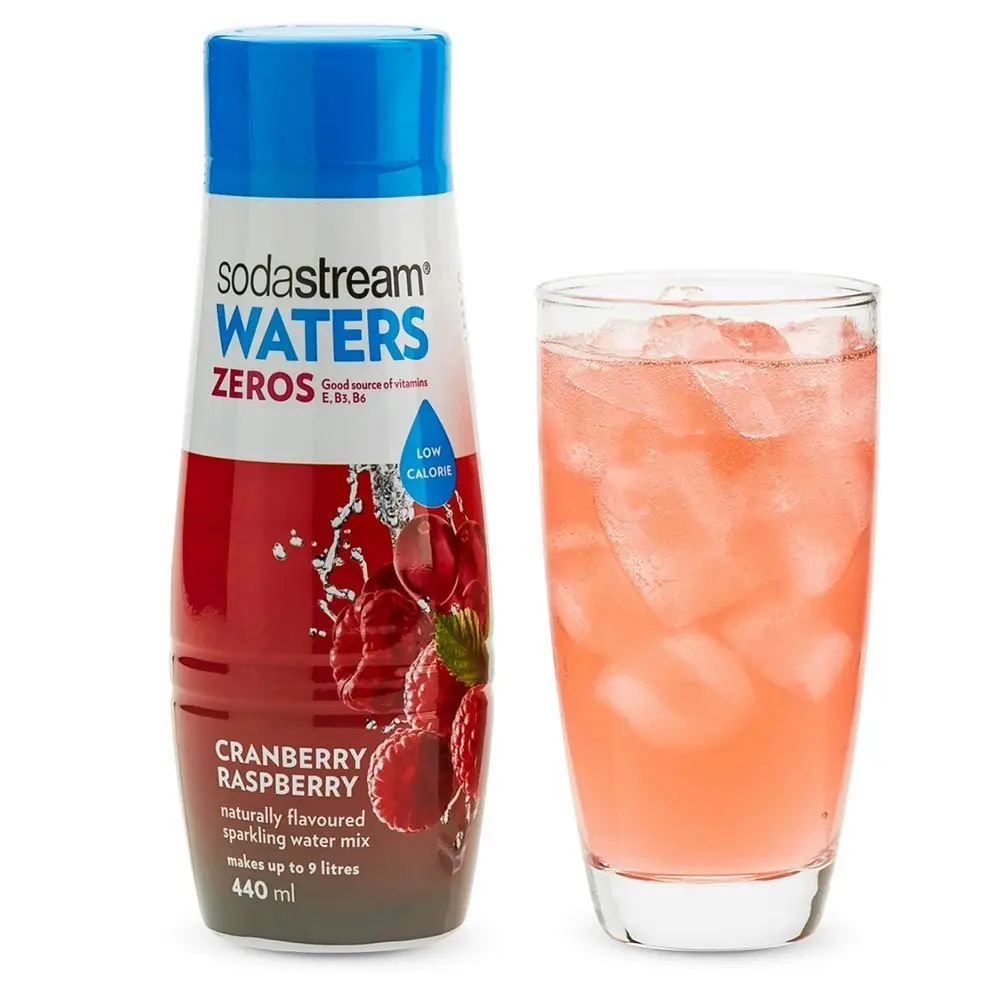 3x SodaStream Zero Cranberry Raspberry 440ml/Sparkling Soda Syrup Mix/Low Sugar