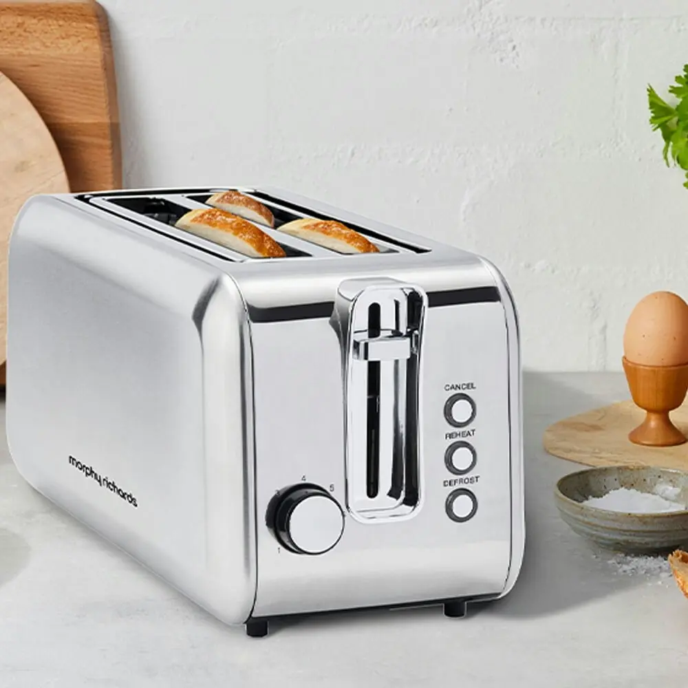 Morphy Richards Electric Slim Kitchen Equip 4 Slice Long Slot Toaster 1450W