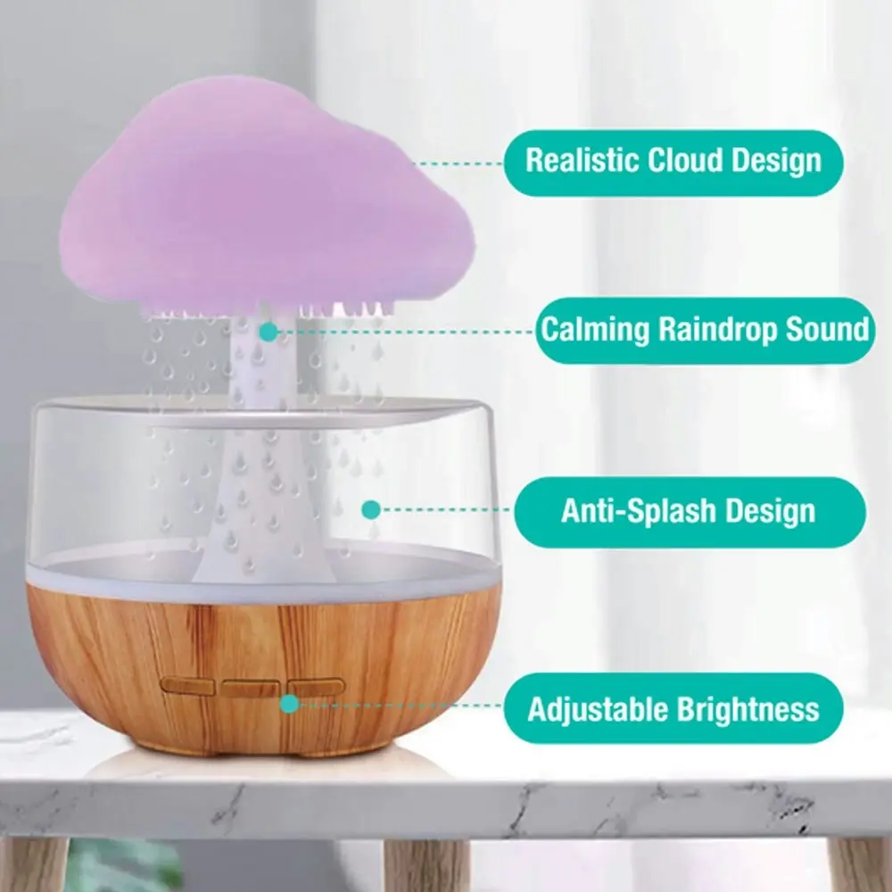 LivinZen USB-C Electric Colour Changing Rain Cloud Adjustable Humidifier/Light