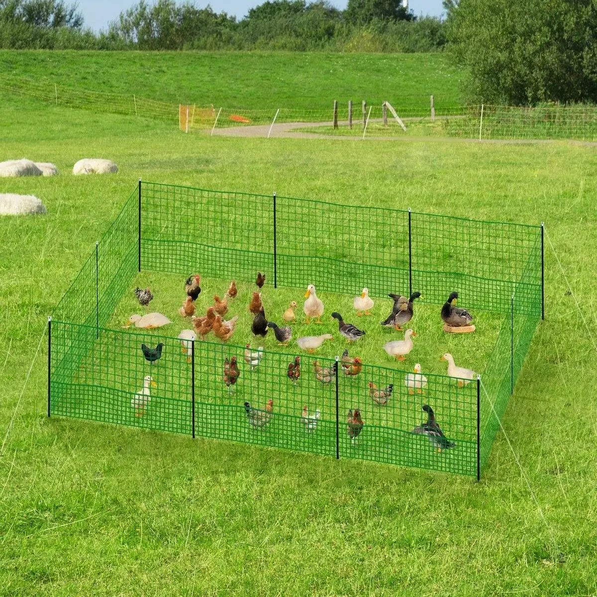 Pet Scene Chicken Fence Poultry Runs Coop Farm Pen Mesh Cage Net Habitat House Safe Turkey Breeding 1.15m x 30m