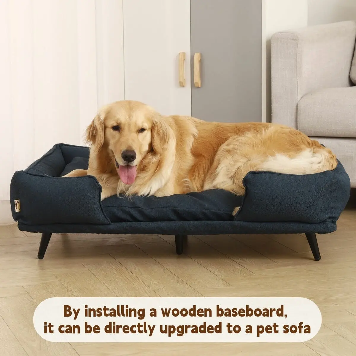 Pet Scene Large Pet Dog Bed Soft Puppy Sofa Cat Couch Lounge Chaise Raised Cushioned Doggy Furniture Removable Cover 90x60x24cm