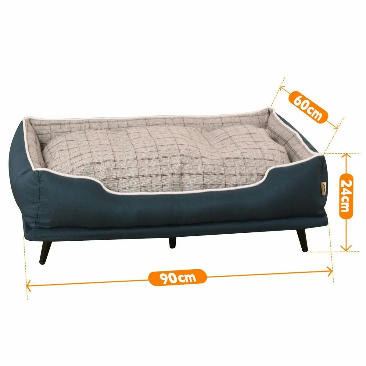 Pet Scene Large Pet Dog Bed Puppy Sofa Cat Couch Doggy Lounge Chaise Furniture Raised Elevated Soft Cushioned 90x60x24cm