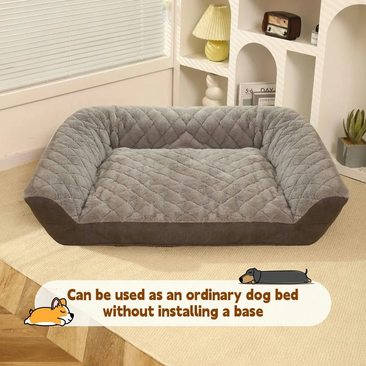 Pet Scene XL Pet Dog Bed Raised Soft Cushioned Puppy Sofa Couch Doggy Chaise Lounge Plush Furniture Removable Cover 100x70x36cm