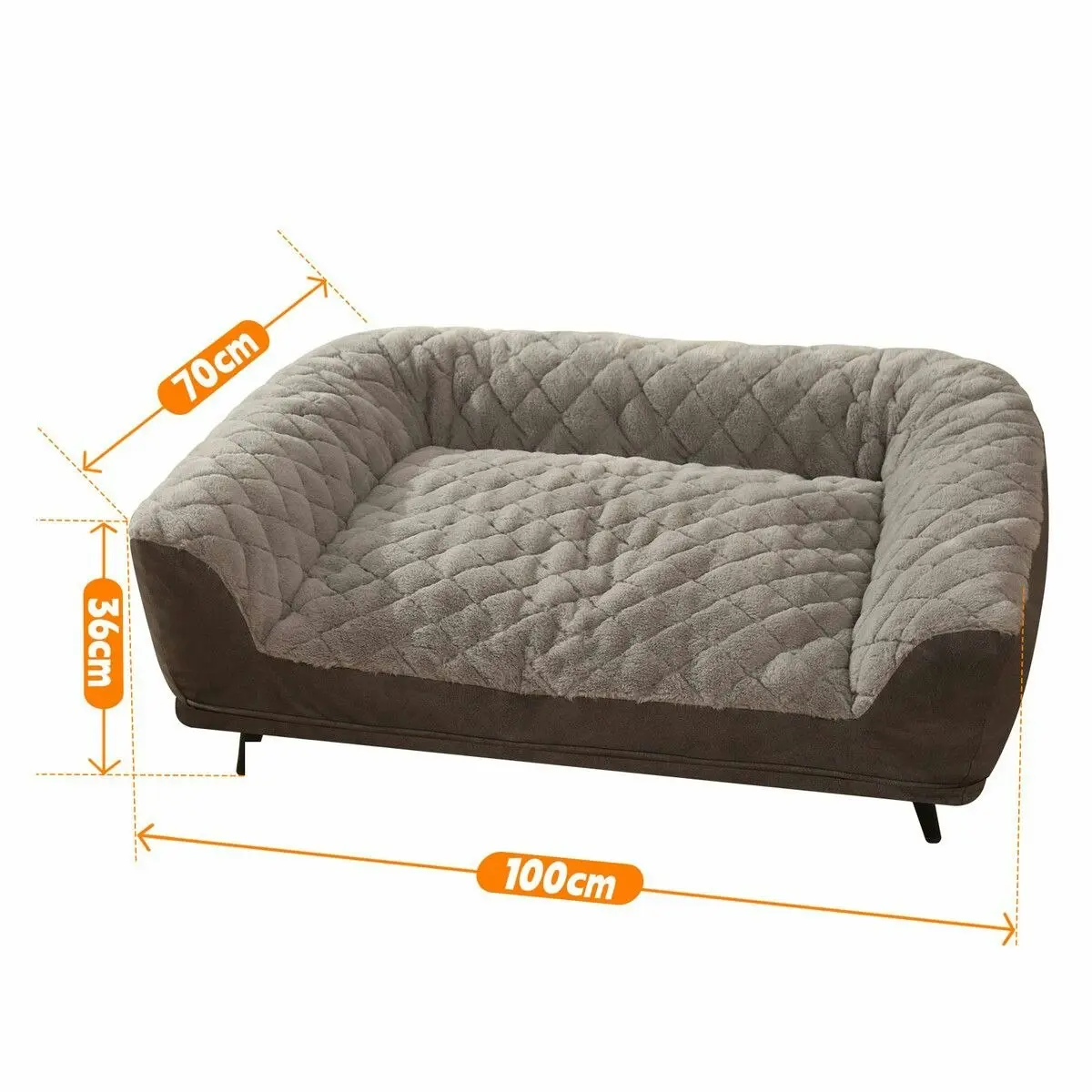 Pet Scene XL Pet Dog Bed Raised Soft Cushioned Puppy Sofa Couch Doggy Chaise Lounge Plush Furniture Removable Cover 100x70x36cm