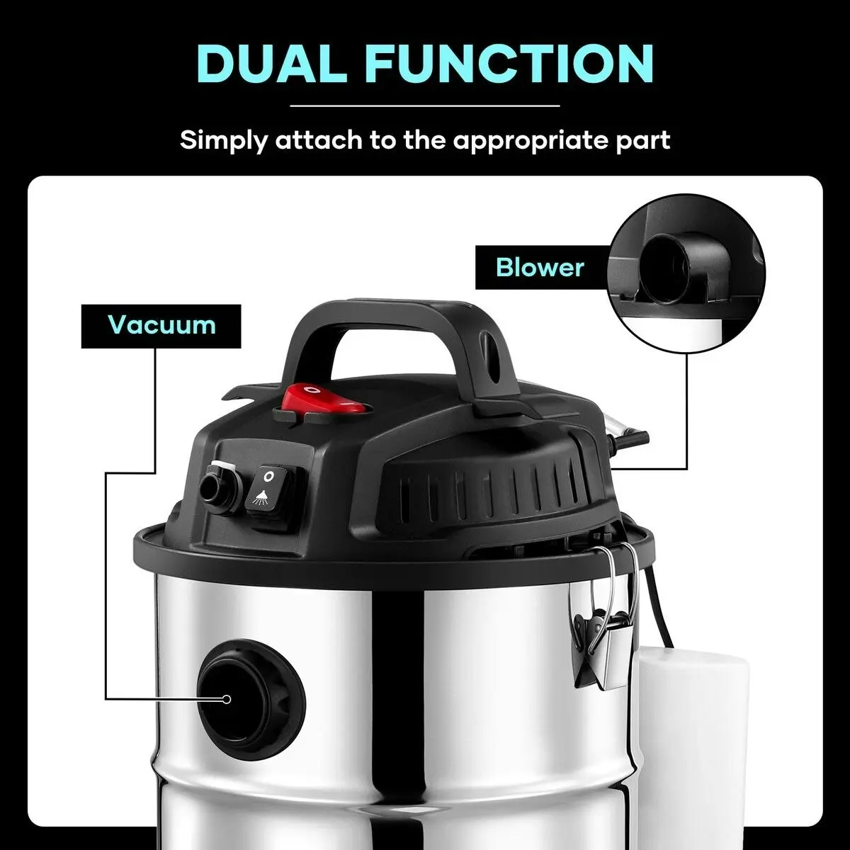 Ausway 5 In 1 Carpet Vacuum Cleaner Mop Floor Sofa Wet and Dry Vac Blower Pet Hair Cleaning Machine Brush Portable Smart Car Home Shop with Wheels