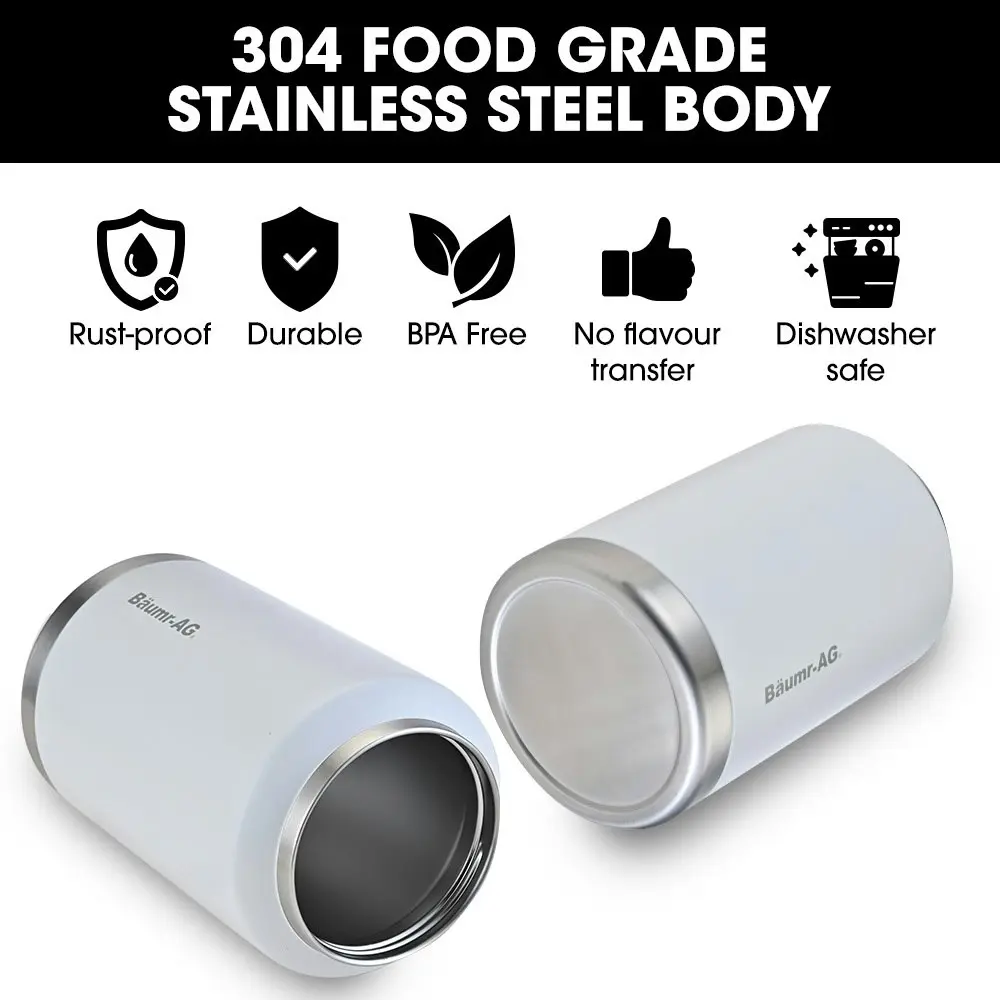 Baumr-AG 3.8L Double Wall Insulated Stainless Steel Water Bottle, Drink Jug with Handle, White