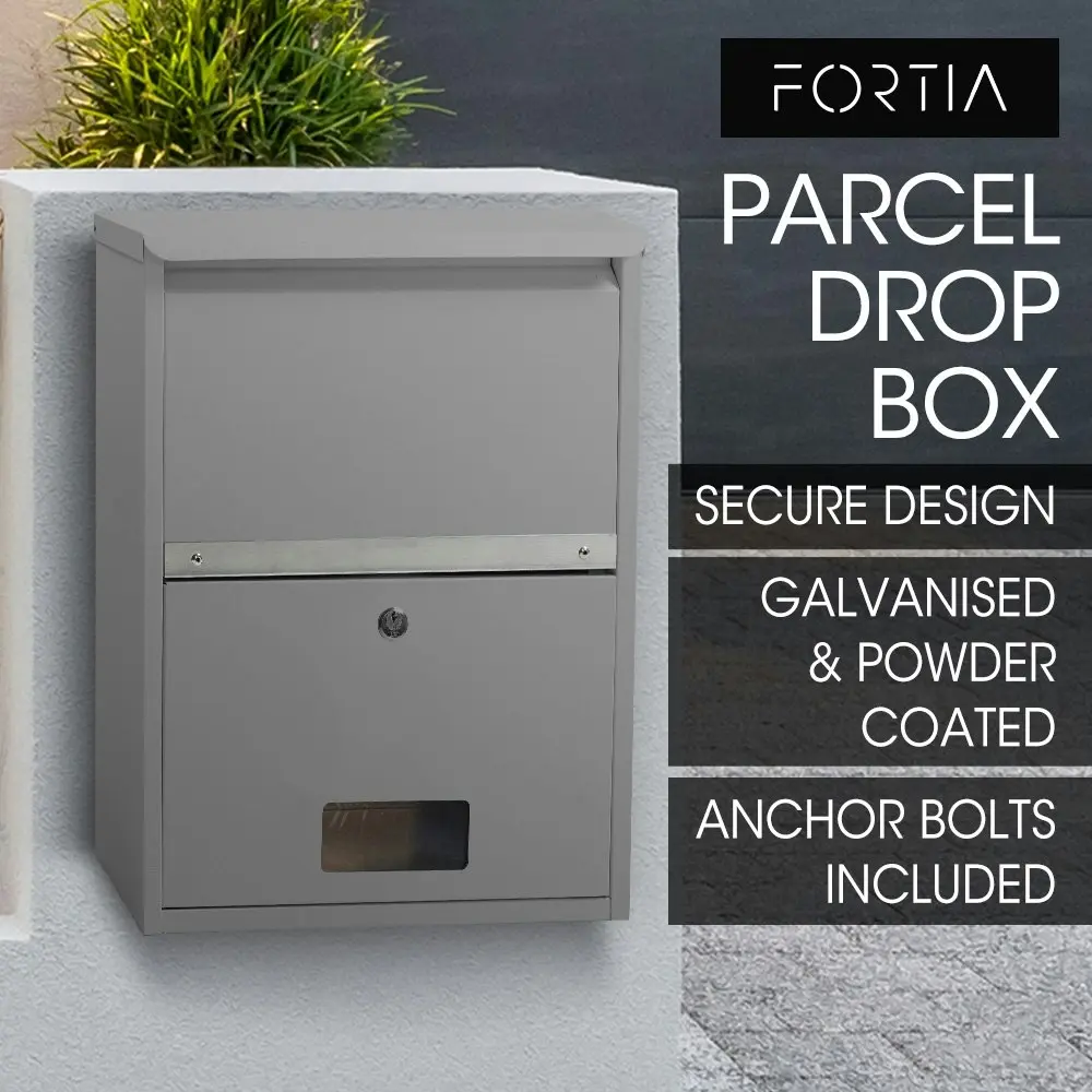 Fortia Wall Mounted Parcel Post Box Letterbox, Woodland Grey