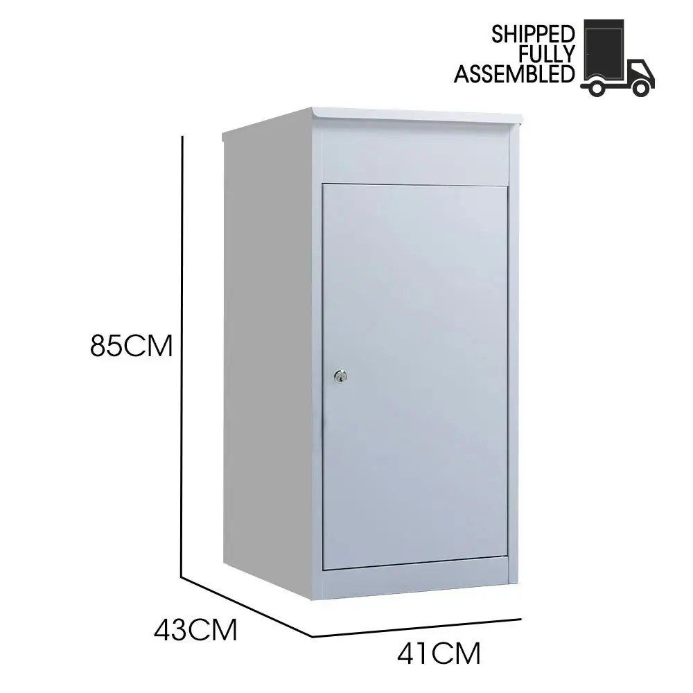 Fortia Freestanding Parcel Post Box Letterbox, Surfmist Light Grey