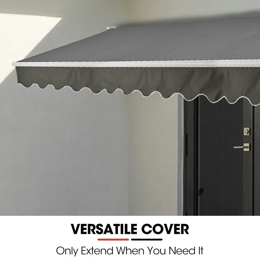 Shade Shield 4x2.5m Retractable Folding Arm Awning, Powder Coated 6063 Aluminium, with Hand Crank, for Outdoor Patio