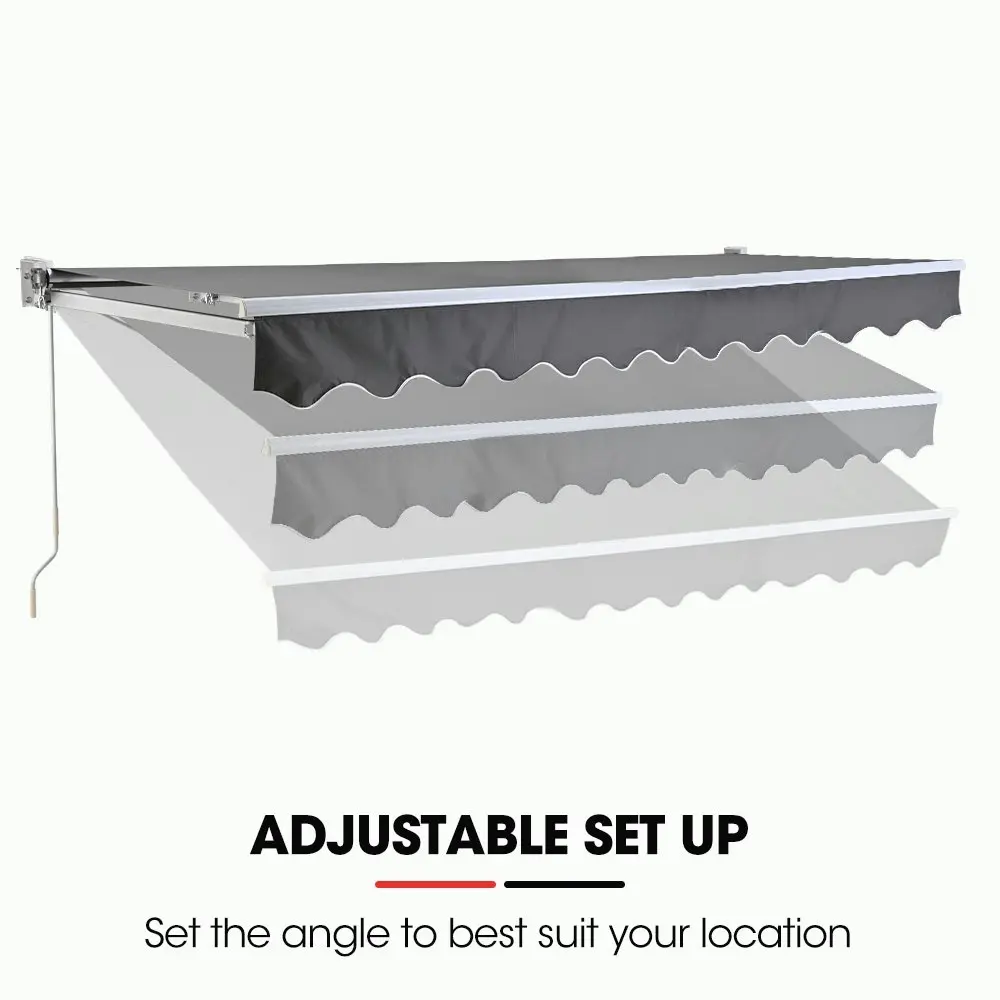 Shade Shield 4x2.5m Retractable Folding Arm Awning, Powder Coated 6063 Aluminium, with Hand Crank, for Outdoor Patio