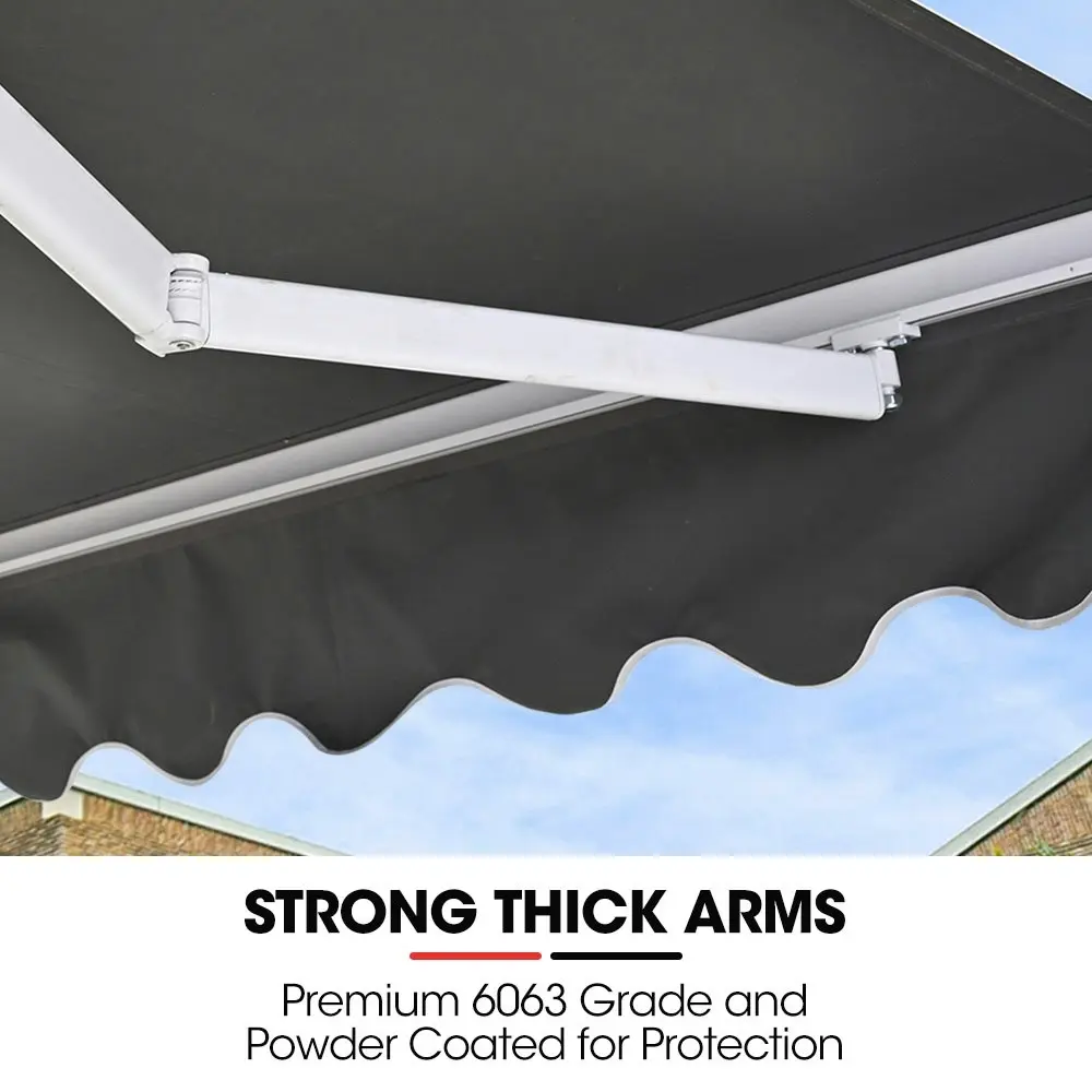 Shade Shield 4x2.5m Retractable Folding Arm Awning, Powder Coated 6063 Aluminium, with Hand Crank, for Outdoor Patio