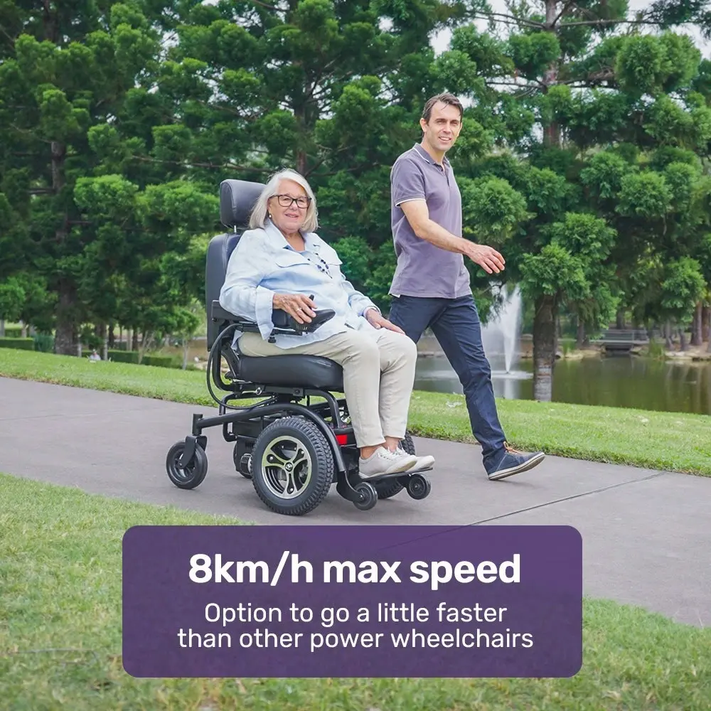 Equipmed Front Wheel Drive Power Electric Wheelchair, Up to 35km Range, Ultra-Comfortable, Safe Stable Non-Slip Anti-Roll Back Power Assist Chair