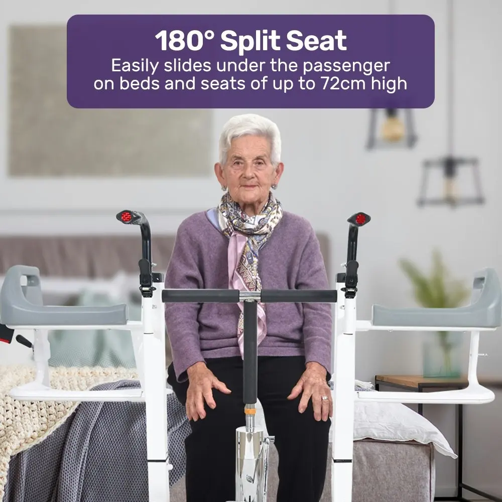 Equipmed Patient Lift Transfer Chair, Easy Hydraulic Height Adjustment, Shower Compatible, Over Toilet, Removable Commode, for Seniors Elderly Disabled