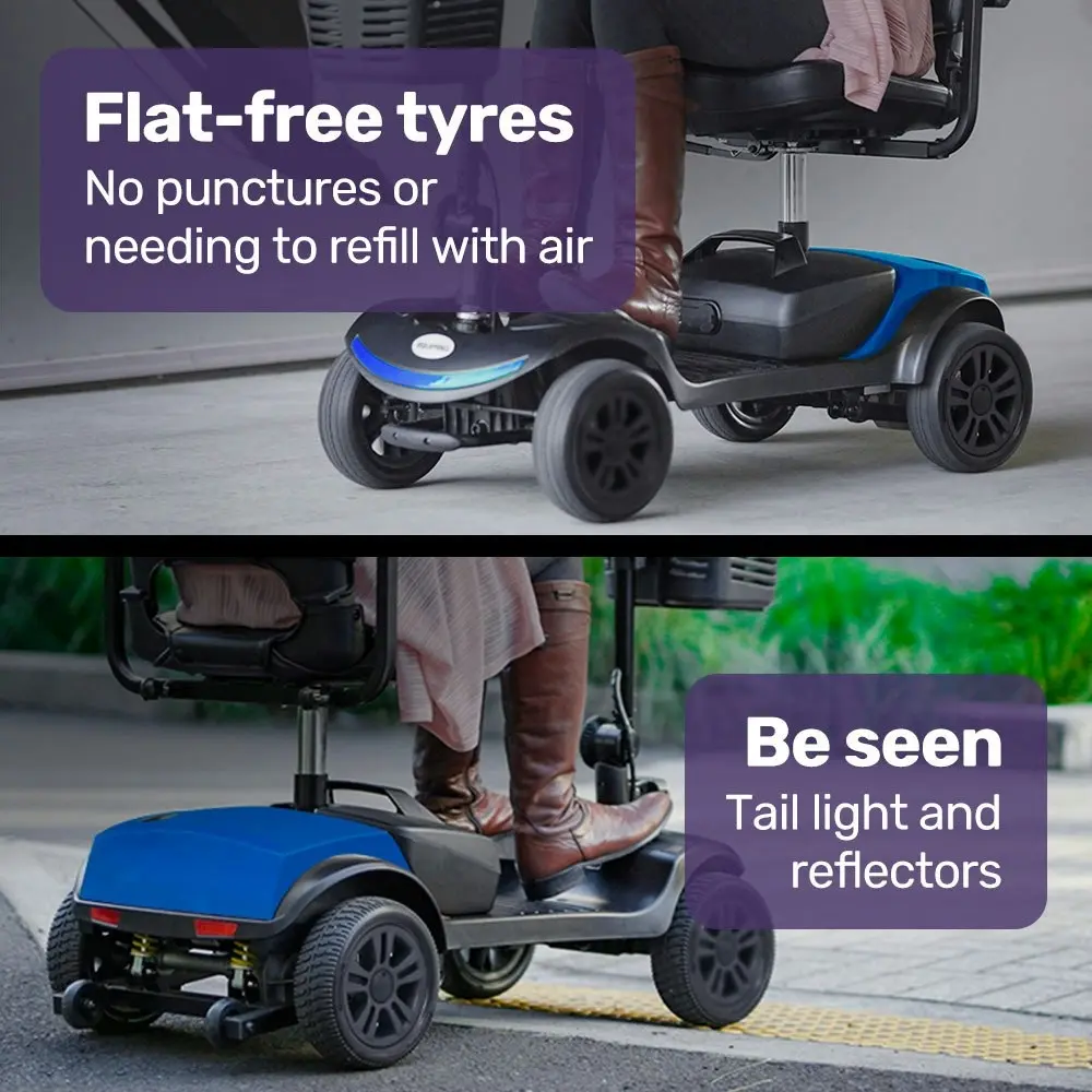 Equipmed Electric Mobility Scooter Portable Folding for Elderly Older Adult, SmartRider Black & Blue