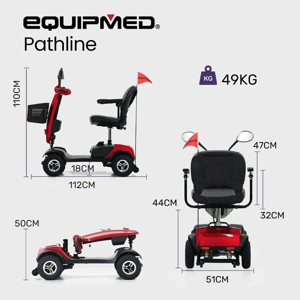 Equipmed Electric Mobility Scooter Foldable 300W Portable Elderly 4 Wheel Senior Adult Aid