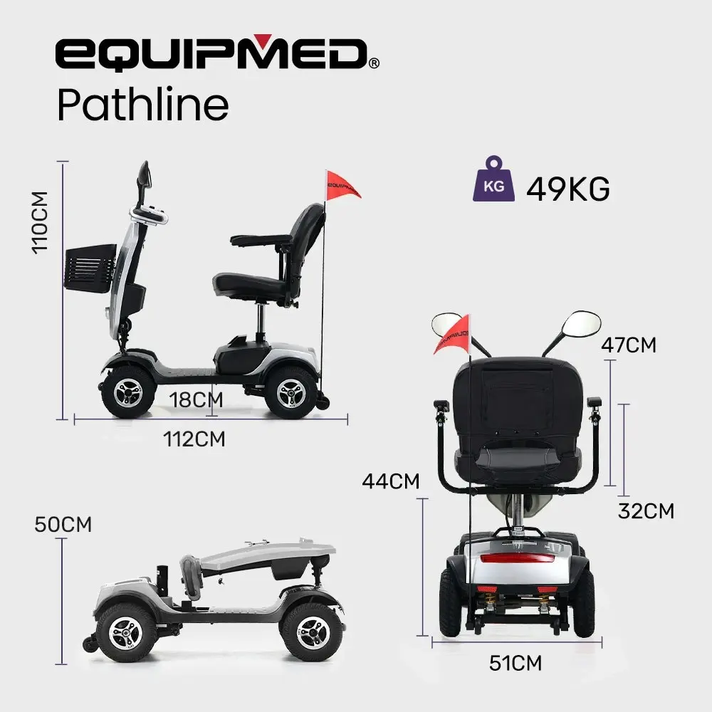 Equipmed Mobility Scooter Electric Motorized Ride On E-Scooter for Elderly Older Adult Handicap Aid