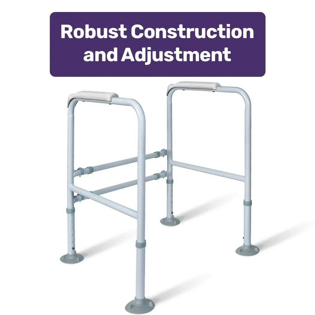 Equipmed Over Toilet Support Frame Safety Grab Aid Rail, 125kg Capacity, Adjustable Height and Width