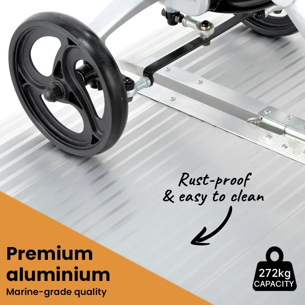 Equipmed 182cm Portable Folding Aluminium Access Ramp, 272kg Rated, for Wheelchair, Mobility Scooter, Rollator