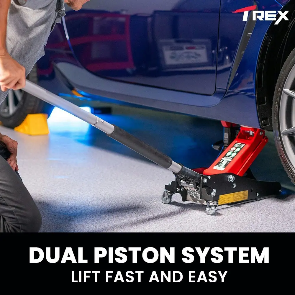 T-Rex 1200KG Hydraulic Trolley Floor Jack, Low Profile, Dual Pump, Quick Release Handle, for Jacking Car