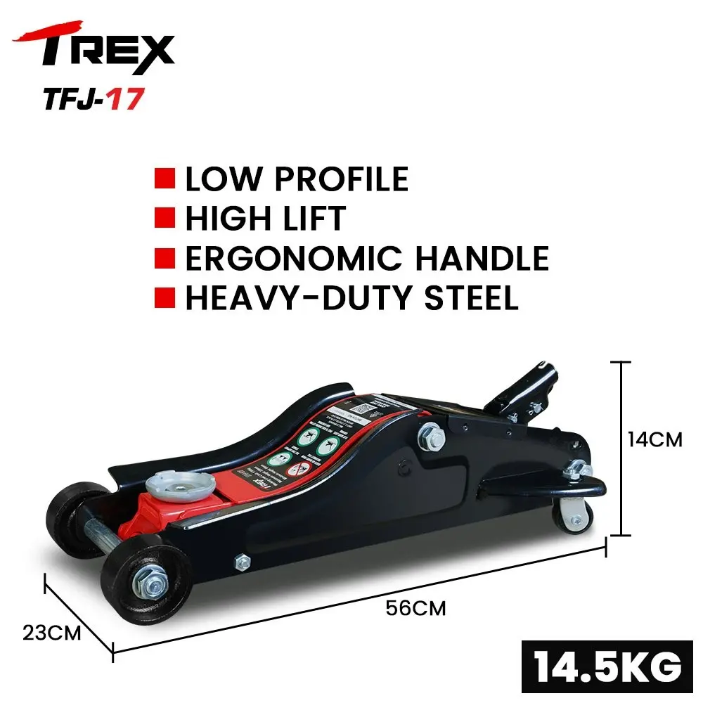 T-Rex 1700KG Hydraulic Trolley Floor Jack, Low Profile, Quick Release Handle, for Jacking Car