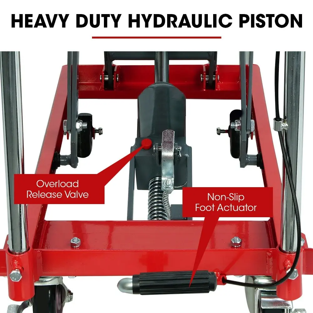 T-Rex 230KG Hydraulic Scissor Lift Platform Trolley, Non-Skid Rubber Platform Pad, for Material Handling