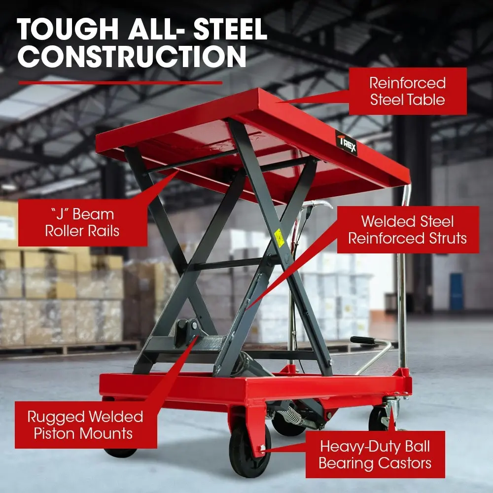 T-Rex 500KG Hydraulic Scissor Lift Platform Trolley, Heavy-Duty, for Material Handling