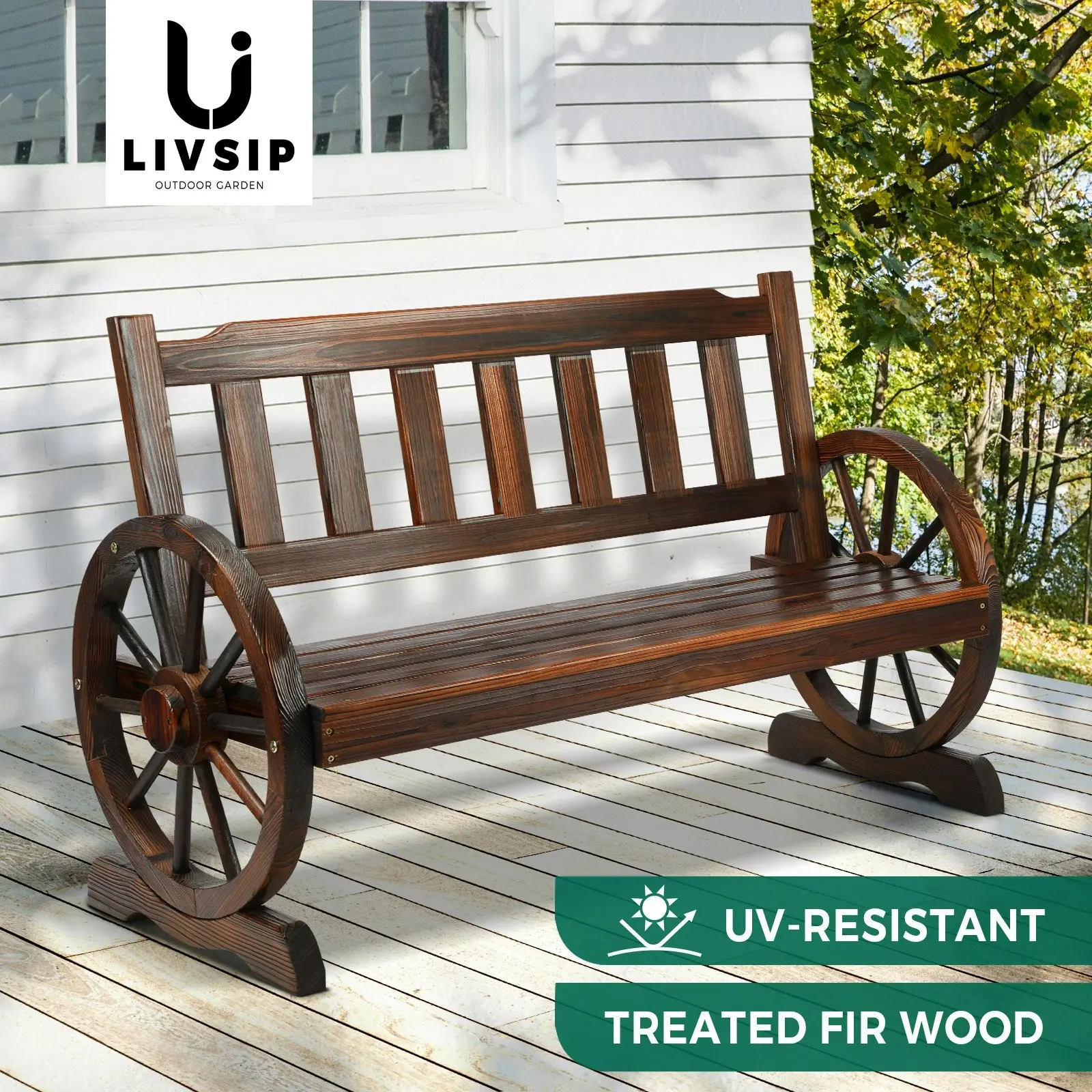 Livsip Garden Bench Wagon Chairs Outdoor Furniture Wheel Chair Backyard Lounge