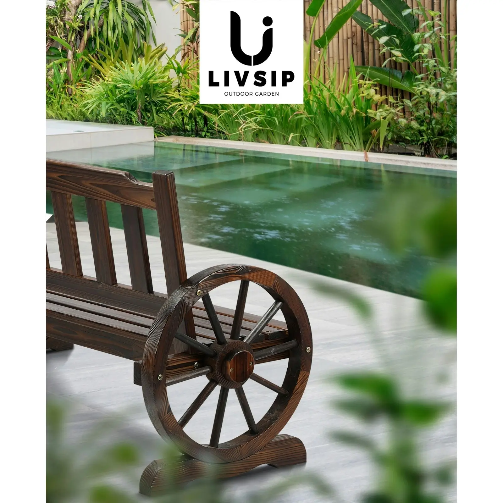 Livsip Garden Bench Wagon Chairs Outdoor Furniture Wheel Chair Backyard Lounge