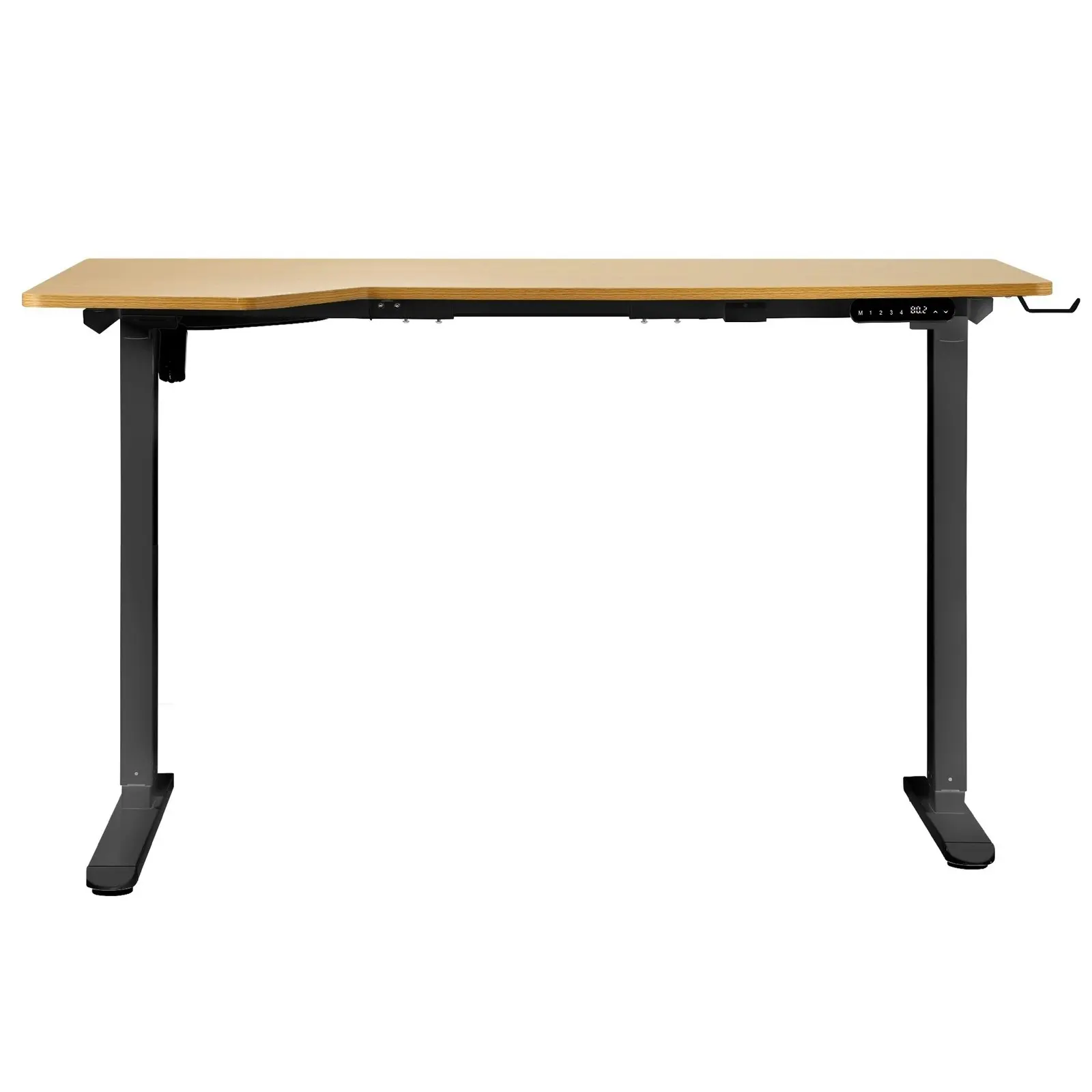 Oikiture L-shape Electric Standing Desk Single Motor Black Frame 145CM OAK Desktop