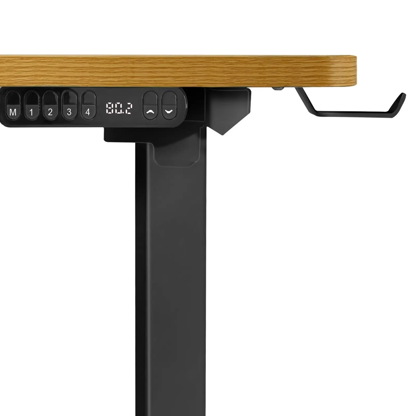 Oikiture L-shape Electric Standing Desk Single Motor Black Frame 145CM OAK Desktop