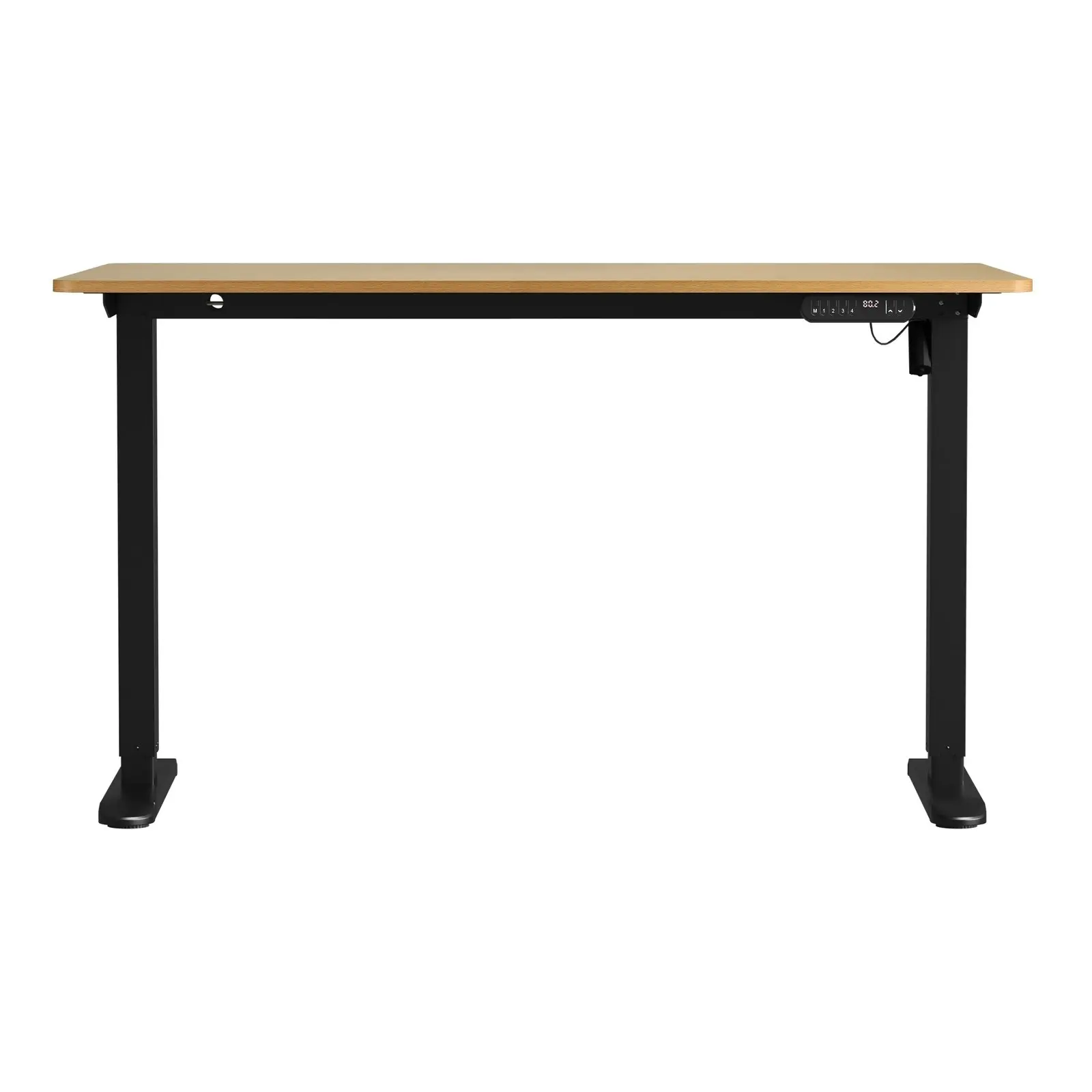 Oikiture Electric Standing Desk Single Motor Black Frame 140CM OAK Tabletop