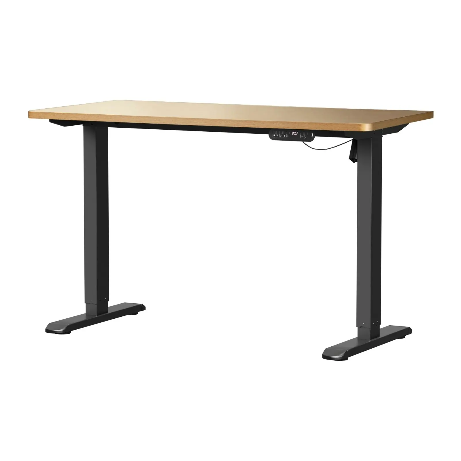 Oikiture Electric Standing Desk Single Motor Black Frame 140CM OAK Tabletop