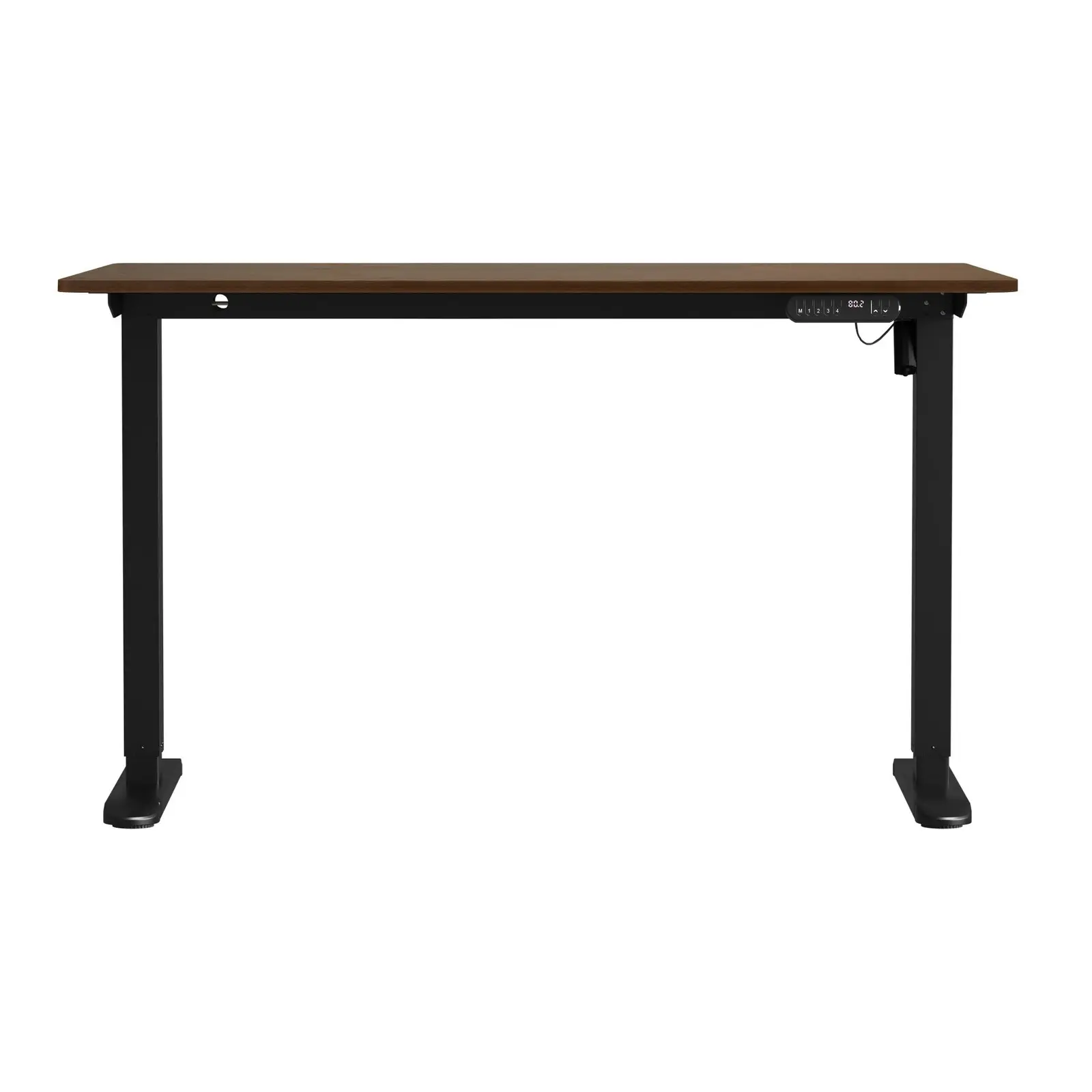 Oikiture Electric Standing Desk Single Motor Black Frame 140CM Walnut Tabletop