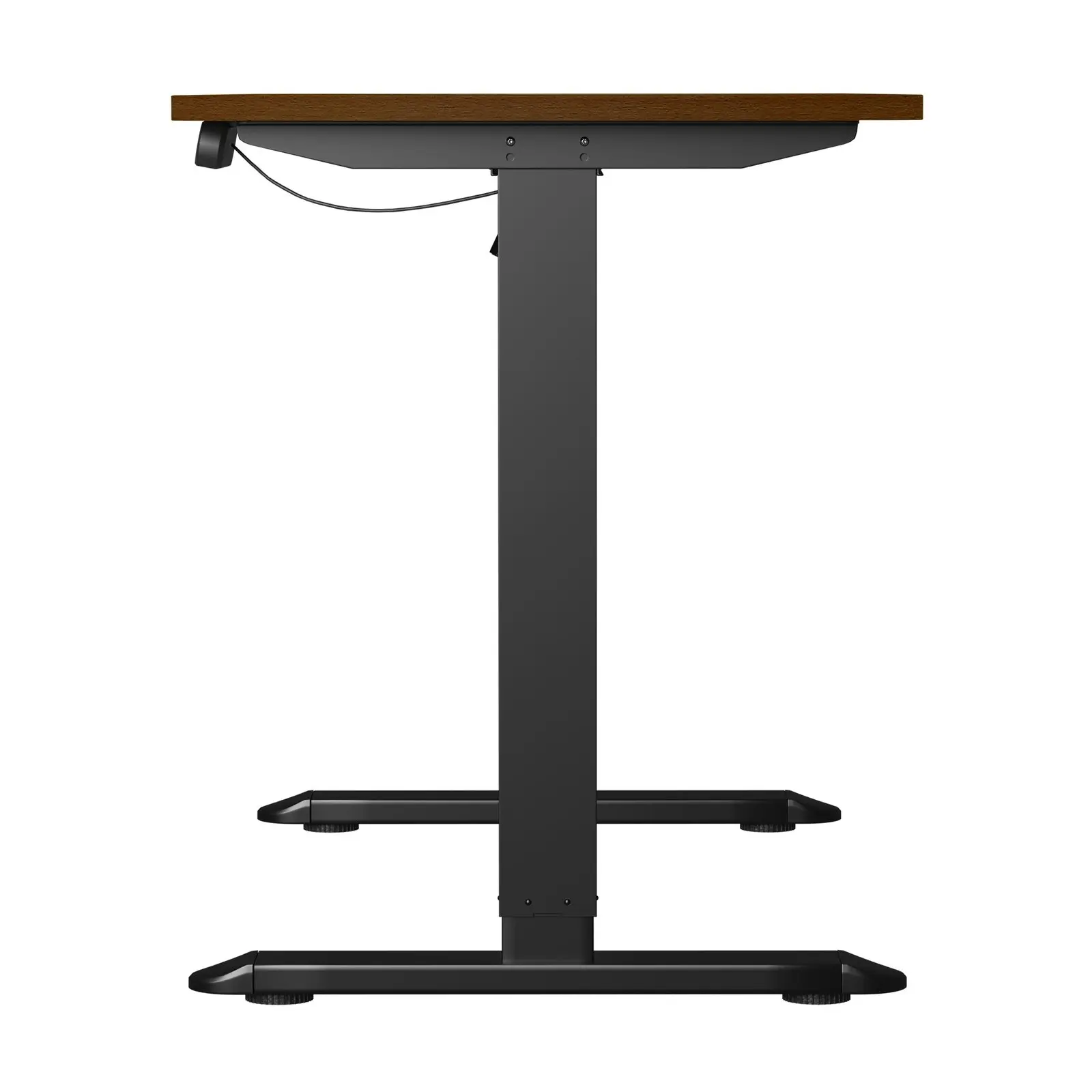 Oikiture Electric Standing Desk Single Motor Black Frame 140CM Walnut Tabletop