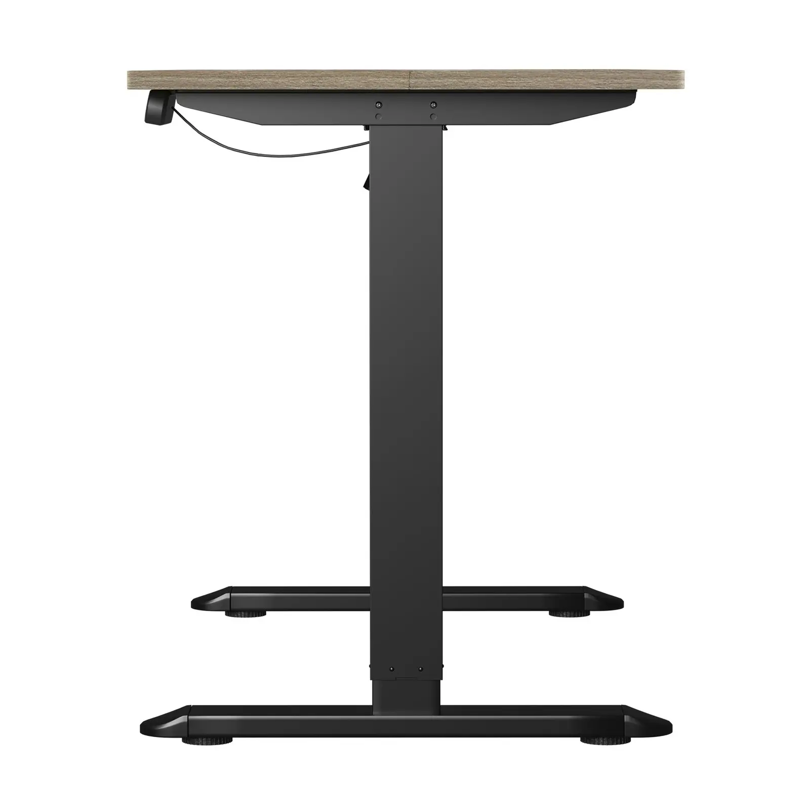 Oikiture Electric Standing Desk Single Motor Black Frame 140CM Grey-Oak Tabletop