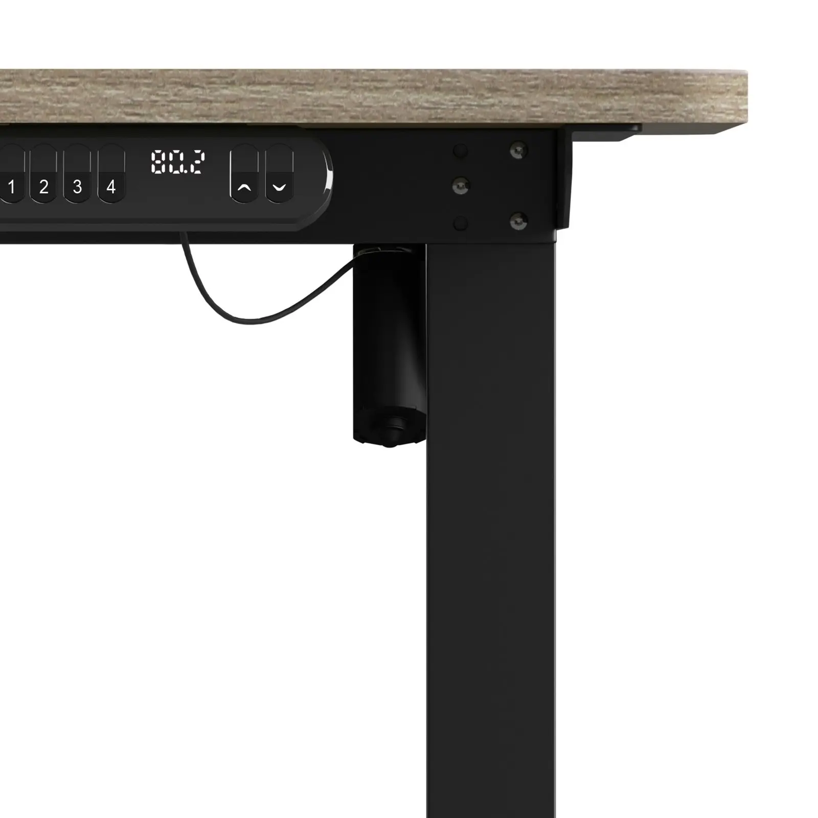 Oikiture Electric Standing Desk Single Motor Black Frame 140CM Grey-Oak Tabletop