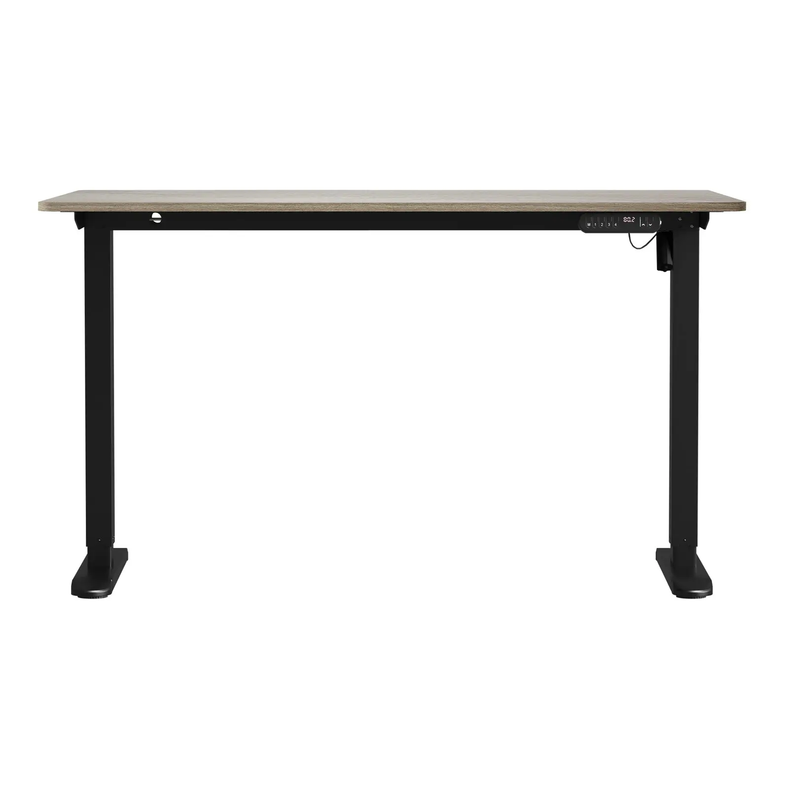 Oikiture Electric Standing Desk Single Motor Black Frame 140CM Grey-Oak Tabletop