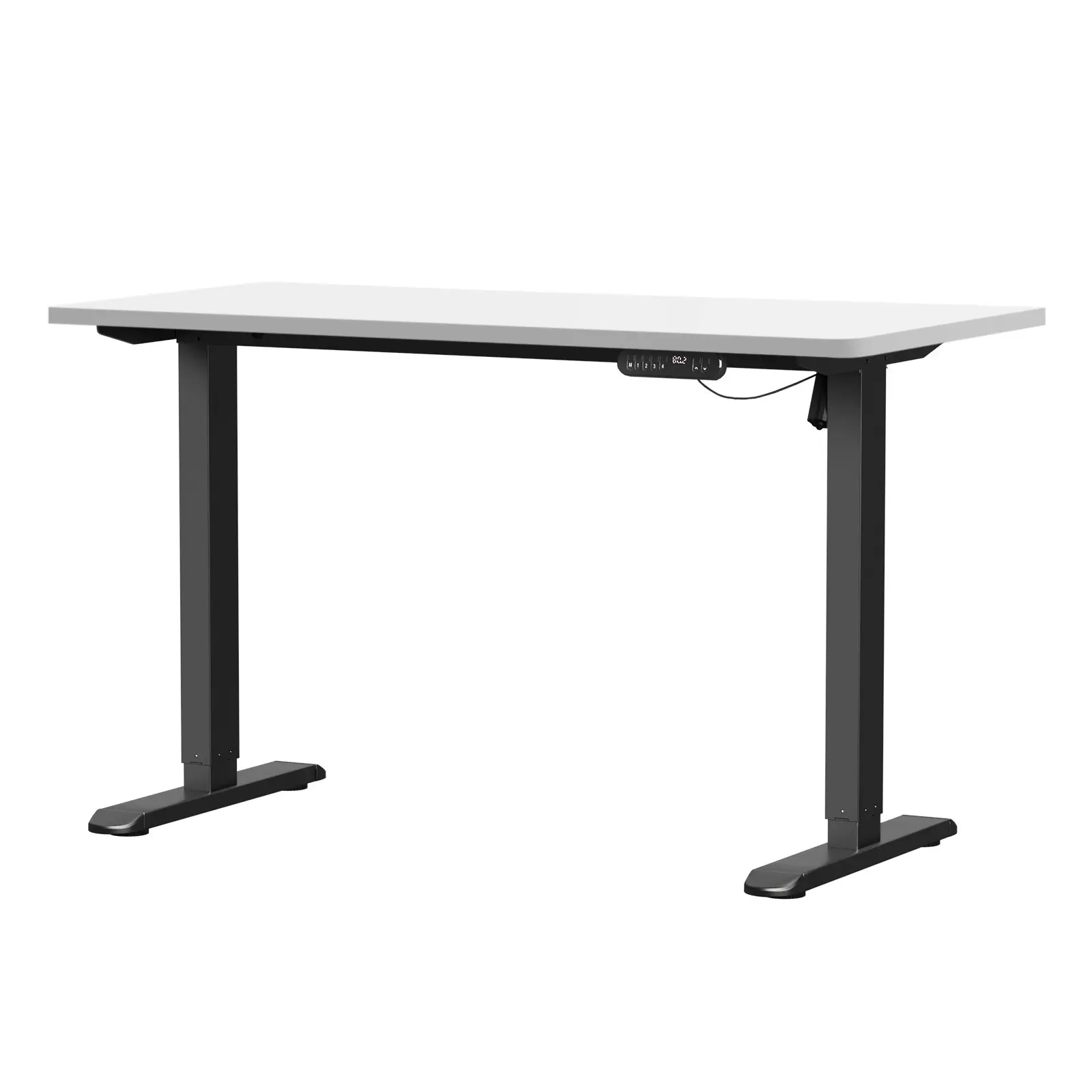 Oikiture Electric Standing Desk Single Motor Black Frame 140CM White Tabletop